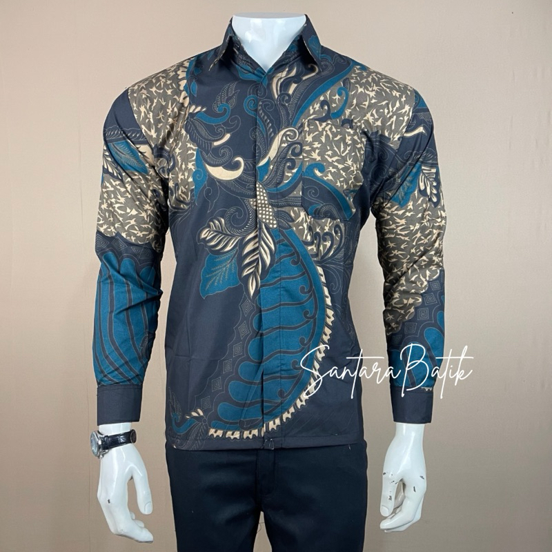 Kemeja batik pria motif sangkuriang hijau