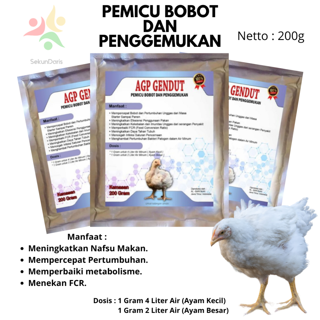 Vitamin Ayam - AGP GENDUT - Penambah Nafsu Makan Ayam Broiler