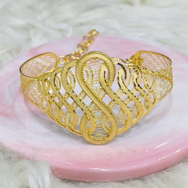 gelang kerawang infinity ulir elegant emas asli kadar 700