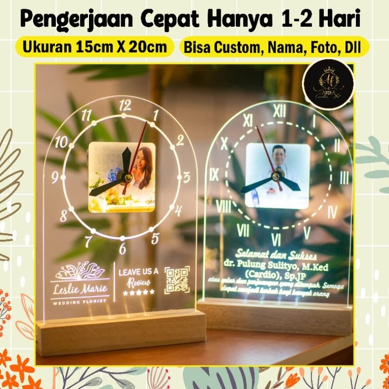 Lampu Tidur Akrilik Jam Gift Box Akrilik custom Gift graduation Gift Wisuda Gift ultah Gift Wedding 