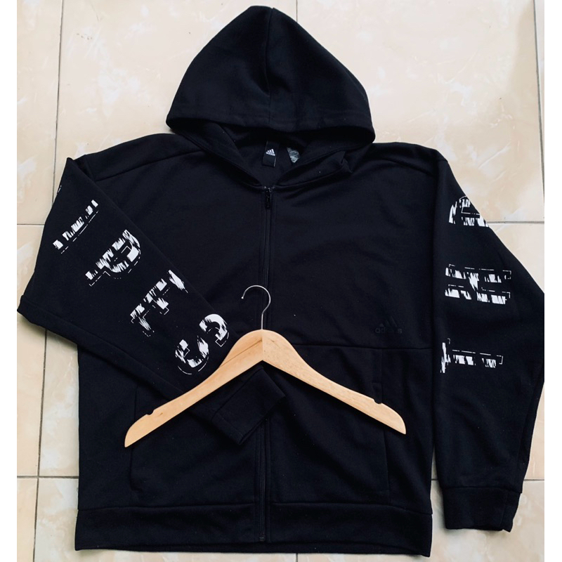 hoodie zipper brand adidas three strips second original murah gak murahan