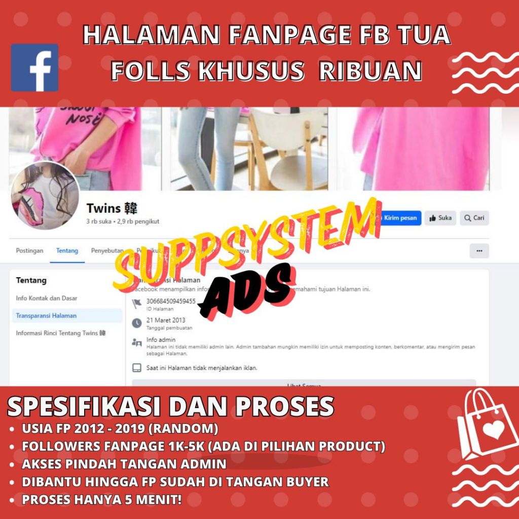 Halaman Fanspage Facebook Tua/Old 2012-2019 Followers Ribuan