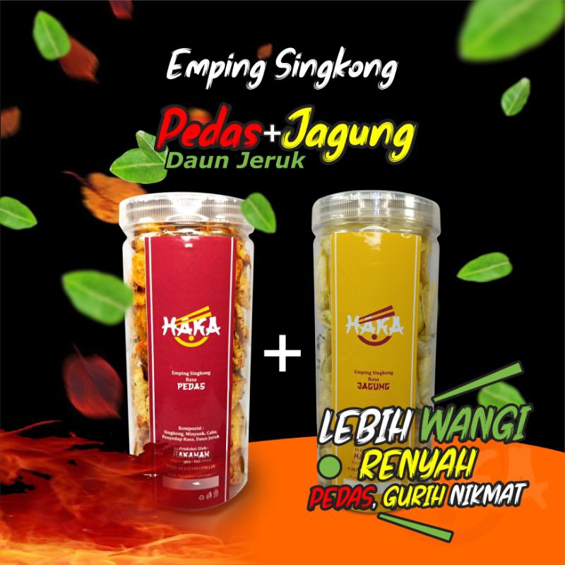 

PAKET HEMAT 2 TOPLES BESAR 1300ML Emping singkong premium pedas daun jeruk dan rasa jagung daun jeruk viral bumbu melimpah ruah