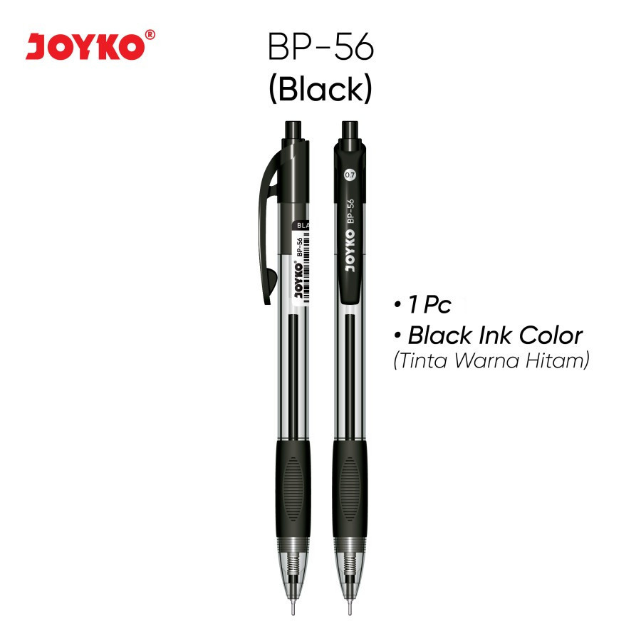 

Pen JOYKO CETEK Hitam BP-56 Pak@12pcs / Ball Pen Pulpen Pena Joyko BP56 0.7 mm PAK