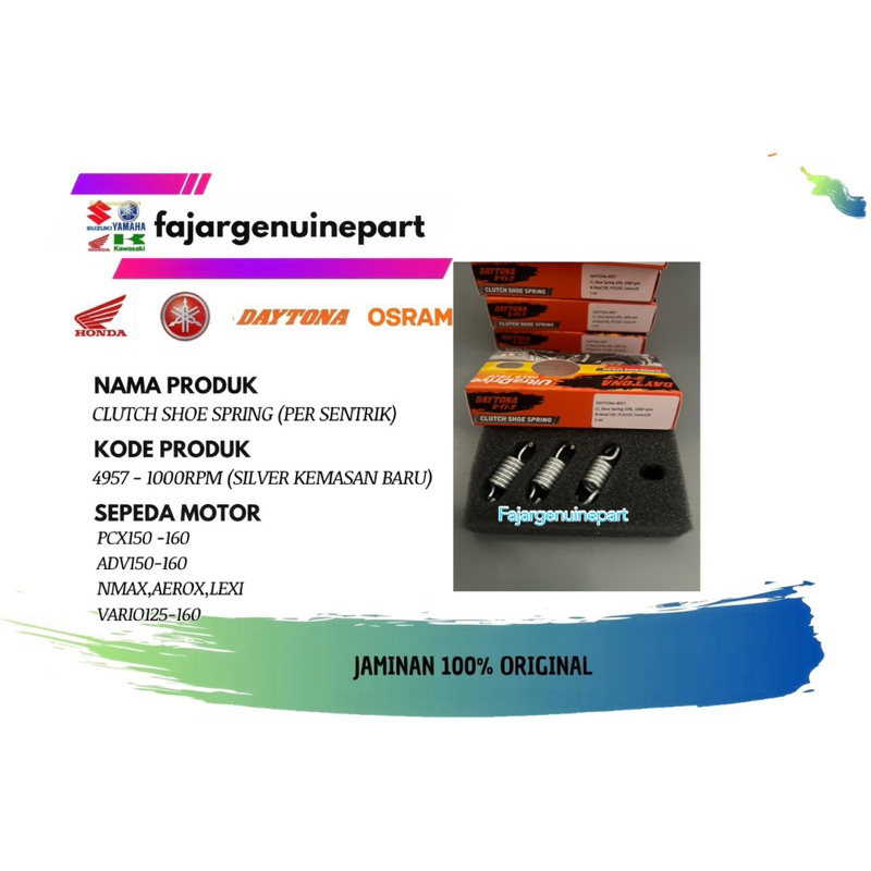 CLUTCH SHOE SPRING PER SENTRIK PER KOPLING RACING DAYTONA MIO M3 VARIO NMAX PCX150 1000RPM 100%