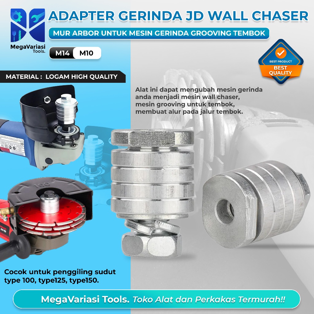 Ring adapter gerinda jd wall chaser - mur arbor untuk mesin gerinda grooving tembok M14 M10