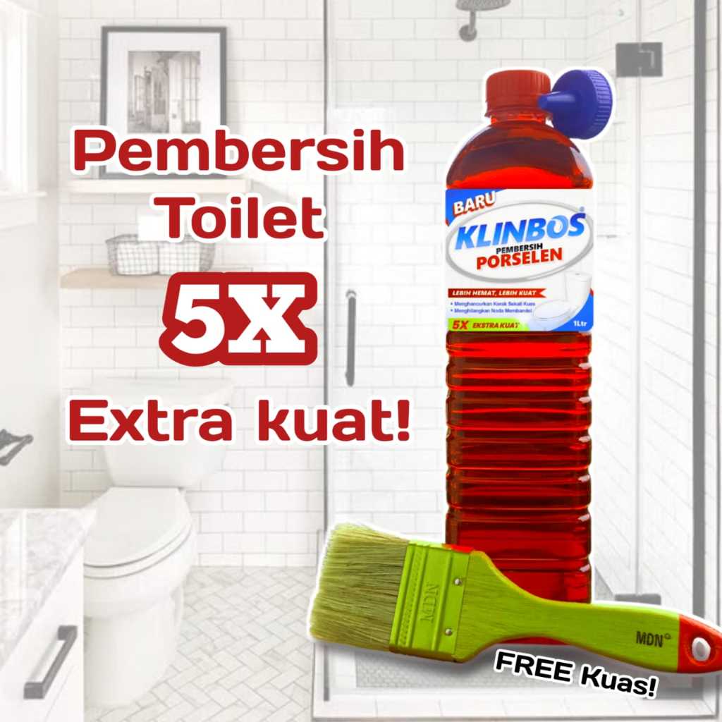 KLINBOS Porselen 1 Liter Pembersih Kerak Lantai Kamar Mandi 5x Extra Lebih Kuat