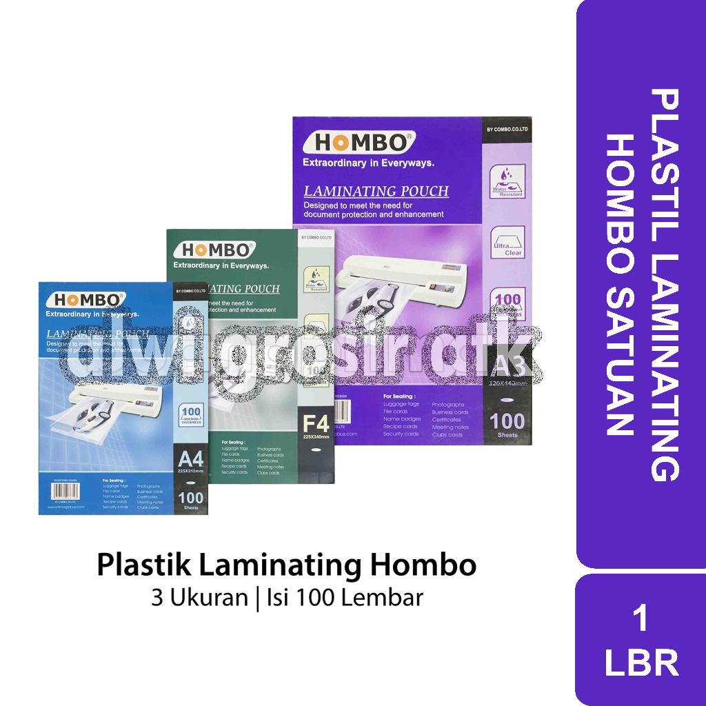 

Plastik Laminating Film Hombo A4 F4 A3 | 1 Lembar