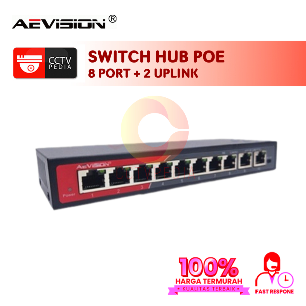 AEVISION SWITCH HUB POE 8 PORT + 2 UPLINK
