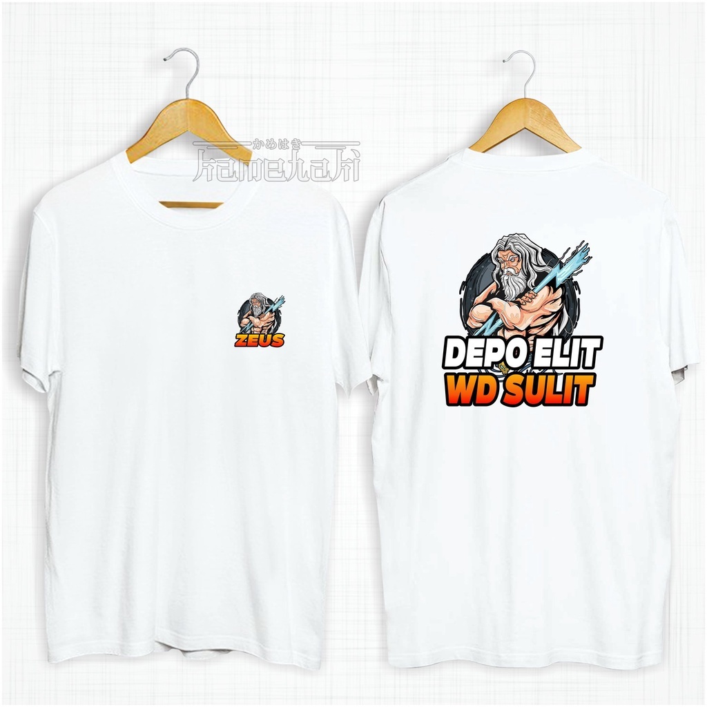 Kaos Distro SLOT ZEUS Kata-Kata DEPO ELIT WD SULIT Baju Pria Wanita Cotton Combed 30s