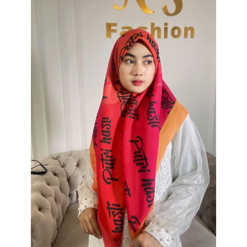 Putri hasti hijab segi empat voal premium sublim printing kerudung gradasi