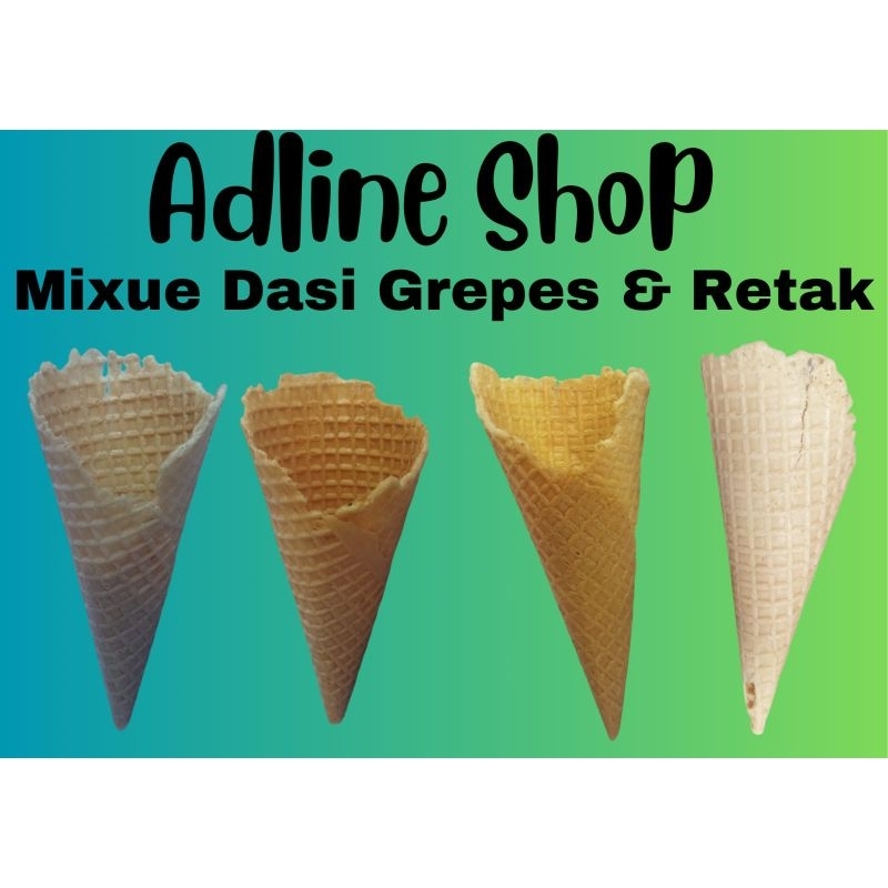 

Cone Es Krim Waffle Mixue Dasi Bentuk Tidak Standar (Retak, Grepes) 1 Pack isi 10 pcs