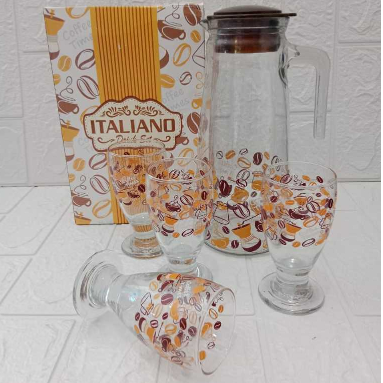 Drink Set Kaca / Teko Kaca Set Italiano