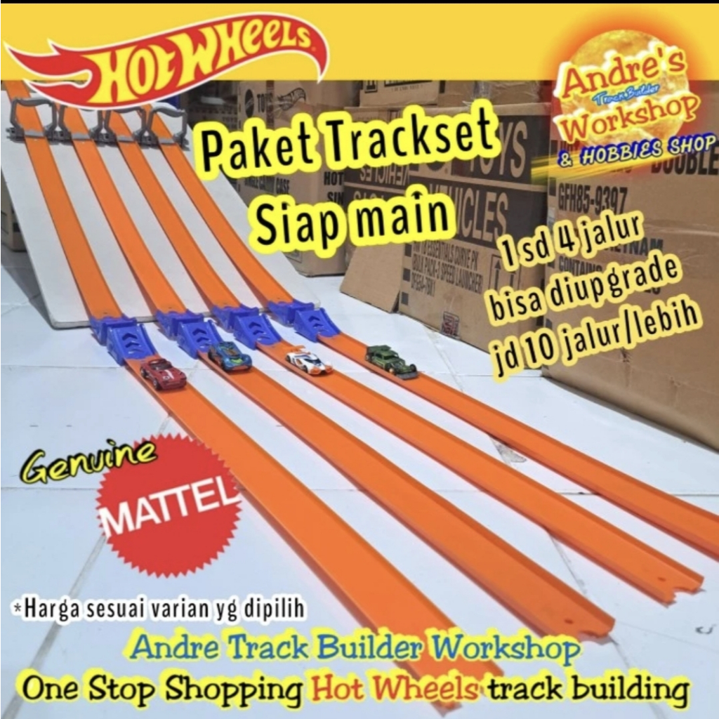Hotwheels track builder Race Track 2 jalur original Mattel Hot Wheels track 2 lane race loop track