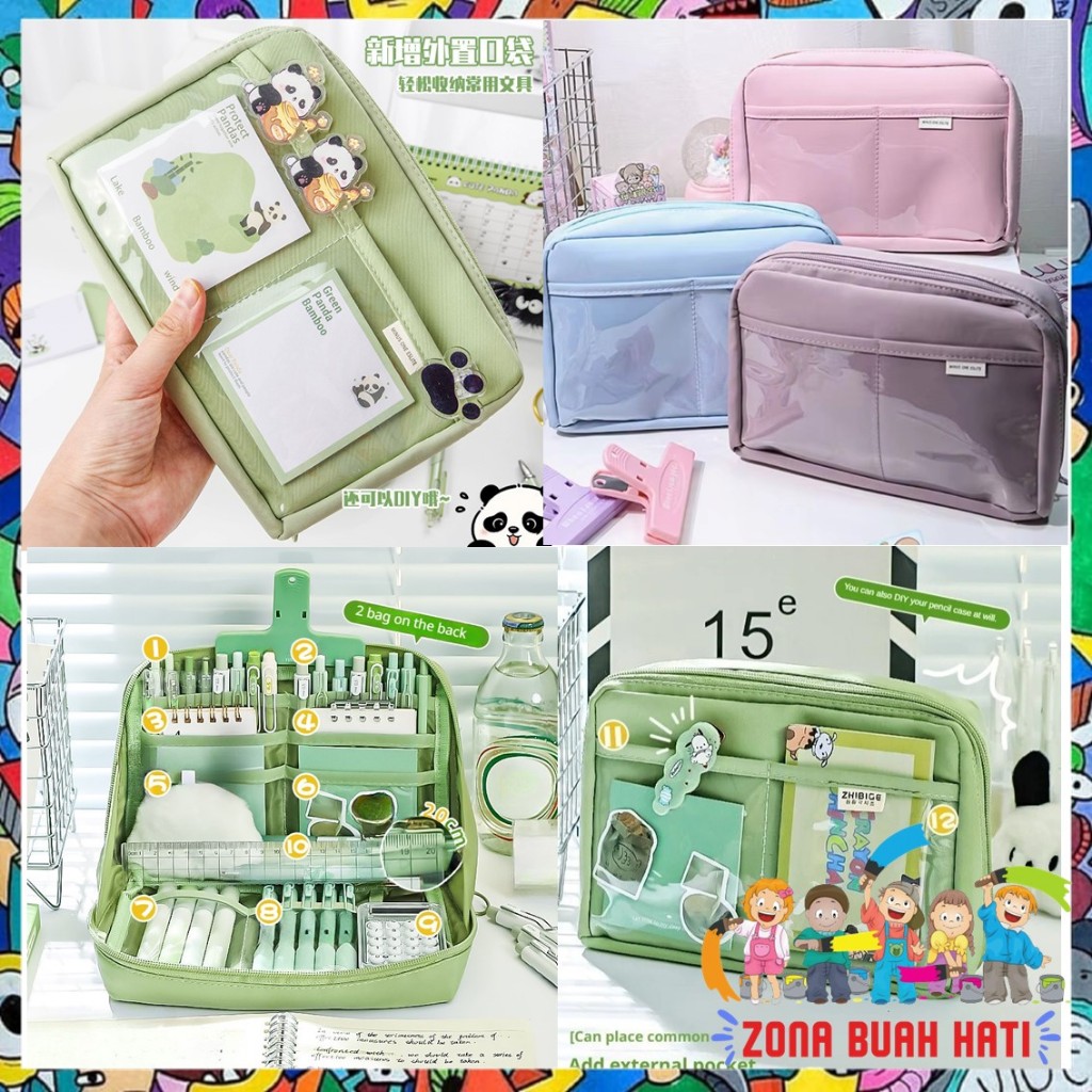 

ZBH Pencil Case Tas Pena Tempat Pencil Tas Pensil Kotak Pensil Tempat Alat Tulis 90° Kapasitas Besar Pembukaan Besar Anti Air Waterproof Warna Pastel