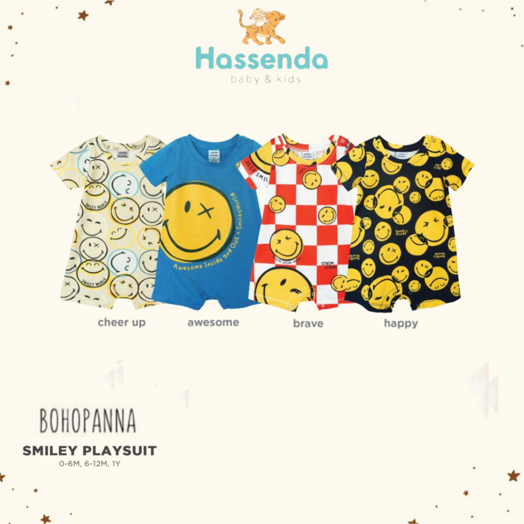 BOHOPANNA X SMILEY WORLD - Smiley Playsuit / Baju Playsuit Bayi