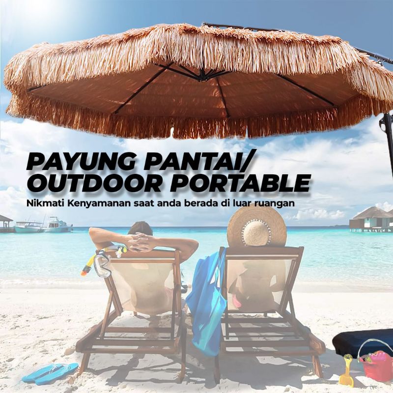 Payung Rumbai Payung Pantai Outdoor jerami Premium Payung jerami / payung pantai jumbo rumbai / payu