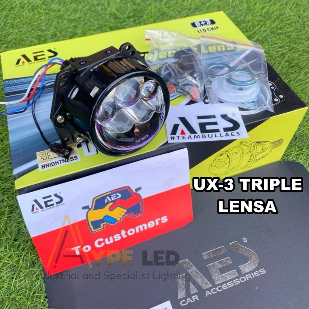 ORIGINAL BILED AES UX-3 80 WATT 3 INCHI BLUELENS PROJECTOR LENS PROJIE BILED AES TRIPLE LASER