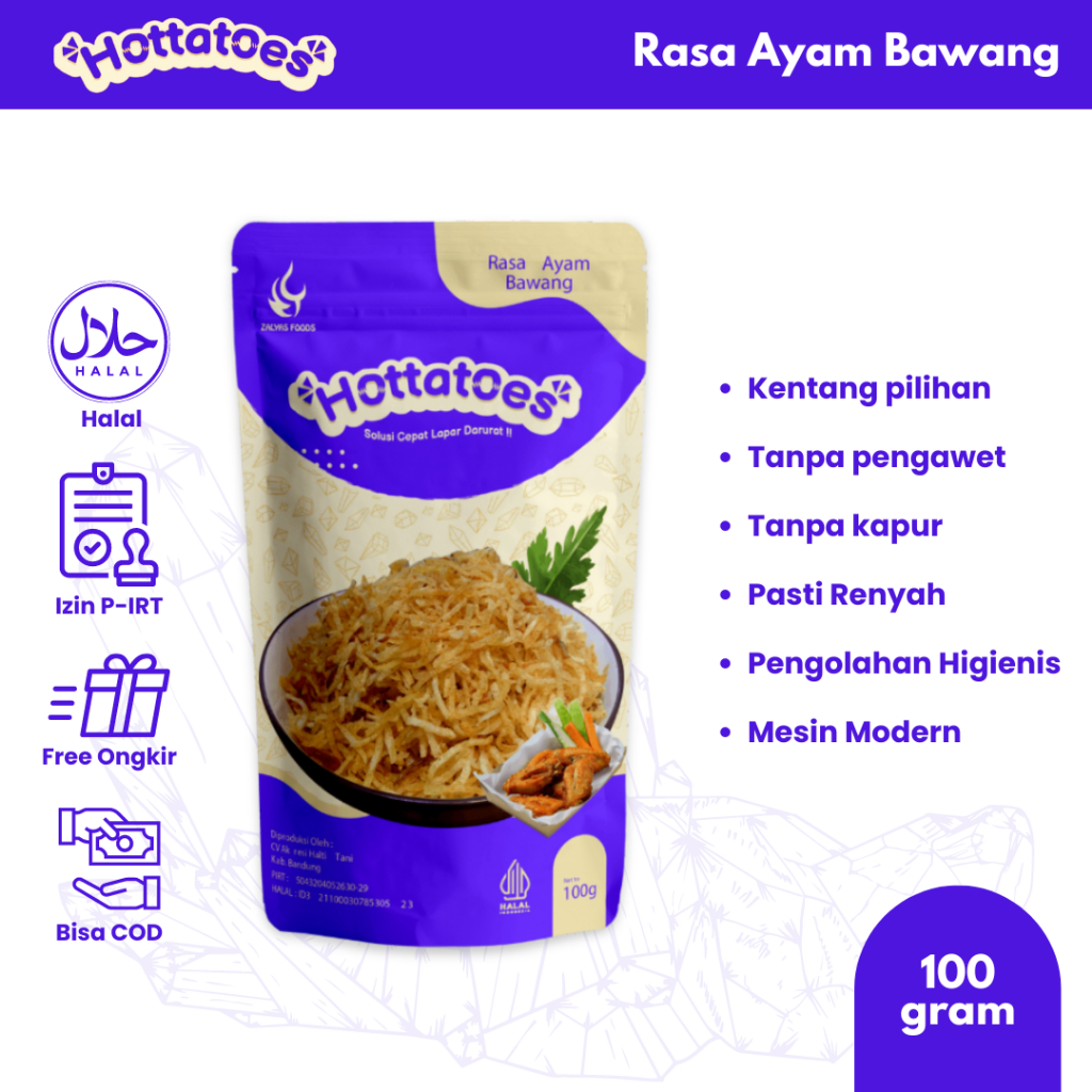 

HOTTATOES AYAM BAWANG Snack Kering Kentang - 100 g