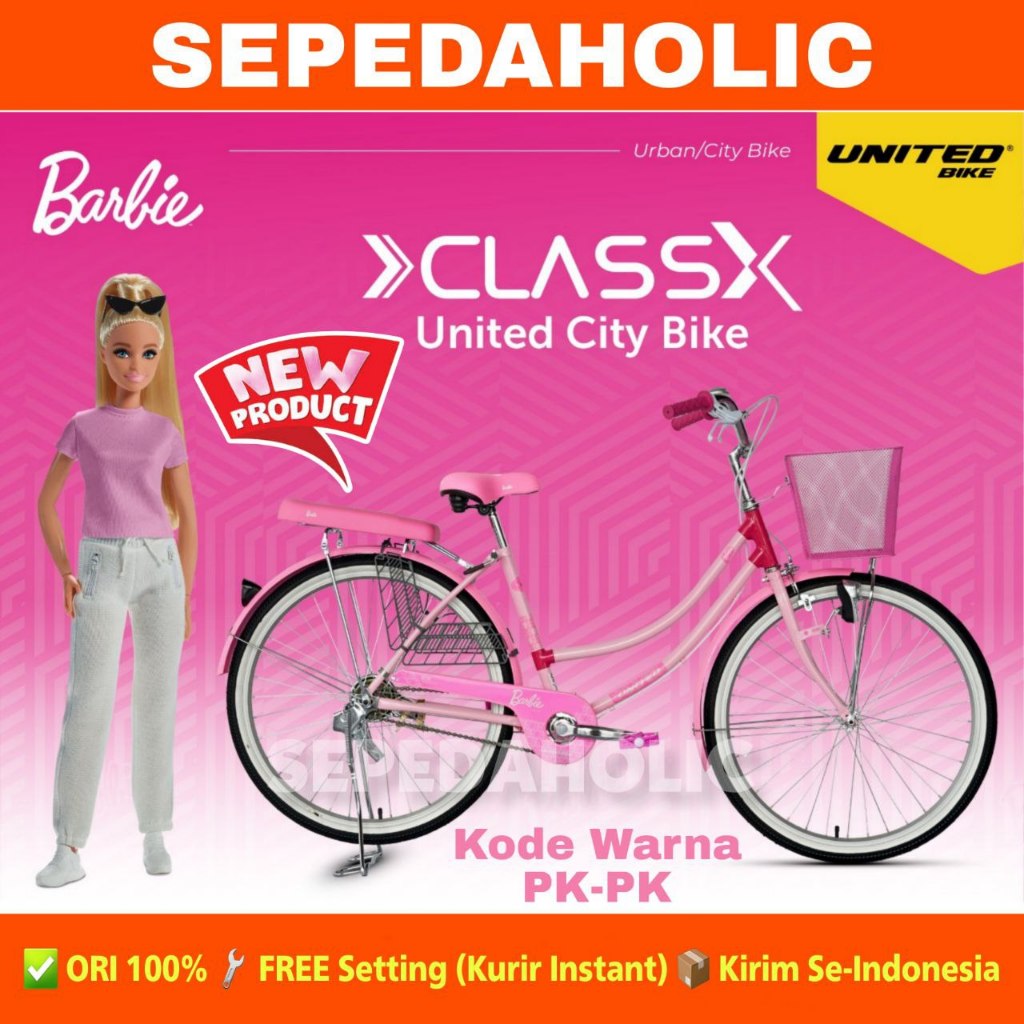 Sepeda City Bike UNITED CLASS X BARBIE Ukuran 20 24 26 Inch Keranjang Remaja Dewasa Perempuan