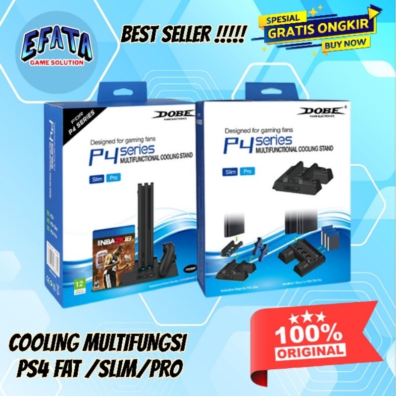cooling fan ps4 slim fat pro charging stand dualshock ps4 dobe multifungsiona vertical stand kipas p