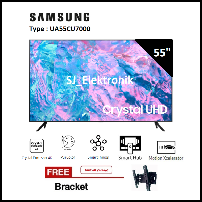 Braket + LED TV Samsung 55CU7000 - 55 Inch CU7000 Smart TV Crystal UHD