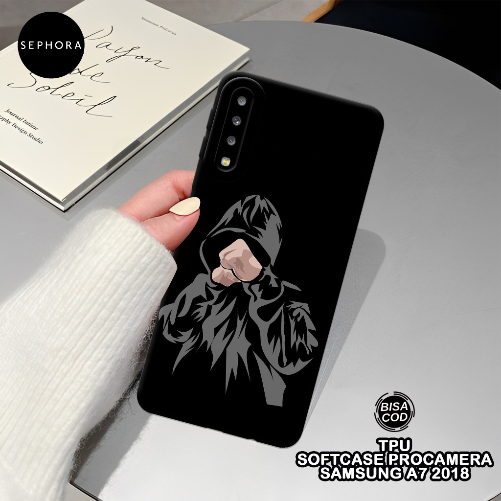 Softcase Samsung A7 (2018) - Fashion Case Hitam - Case Samsung A7 (2018) - Case Pro Camera - Casing 