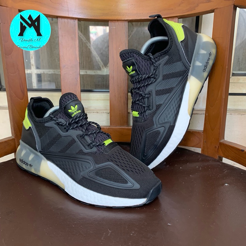 Sepatu Adidas Zx 2K Boost Black Lime Size 42,5