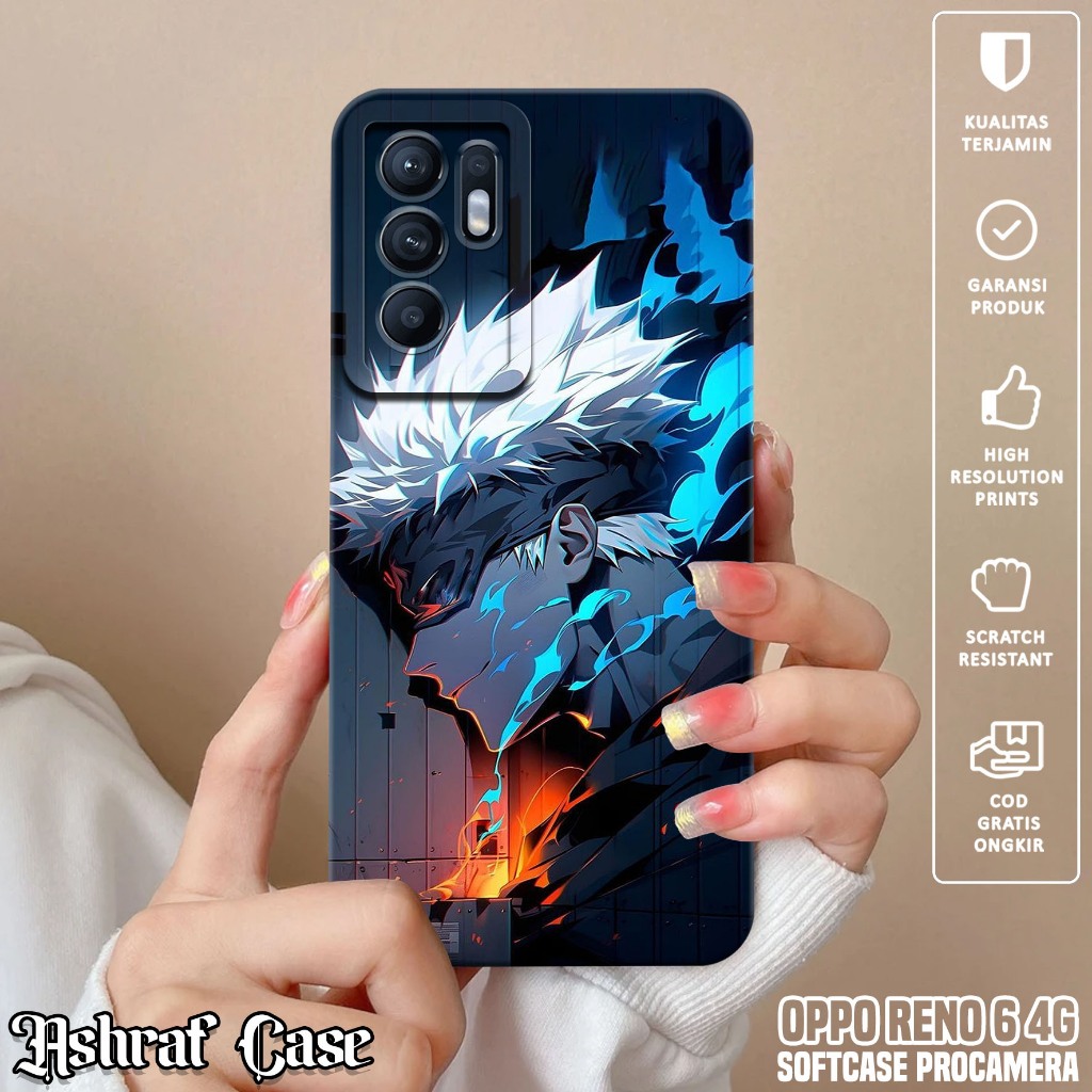 Case Oppo Reno 6 4G - Casing Hp Oppo Reno 6 4G Motif Gojo Satoru - Silikon Hp Oppo Reno 6 4G - Softc