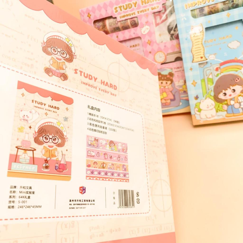

HJK Jurnal 4 in 1 Kode S001 Study Hard (Washi Tape StickerSticky NotesNotebook A5) Termurah Bisa Cod