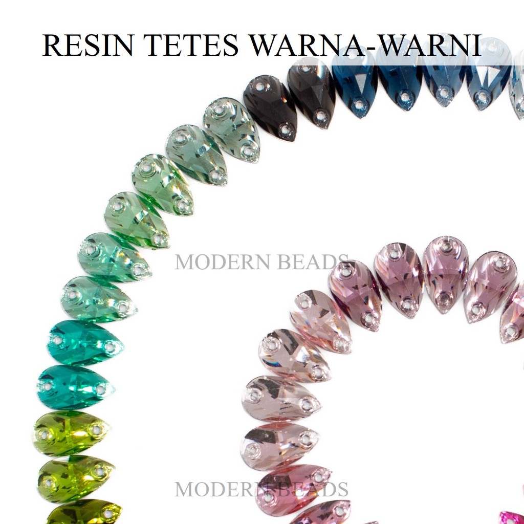 ND3 [100 pcs] Resin Tetes 7x12mm Aneka Warna / Payet Diamond Tetes / Kristal Tetes Warna-Warni Grade