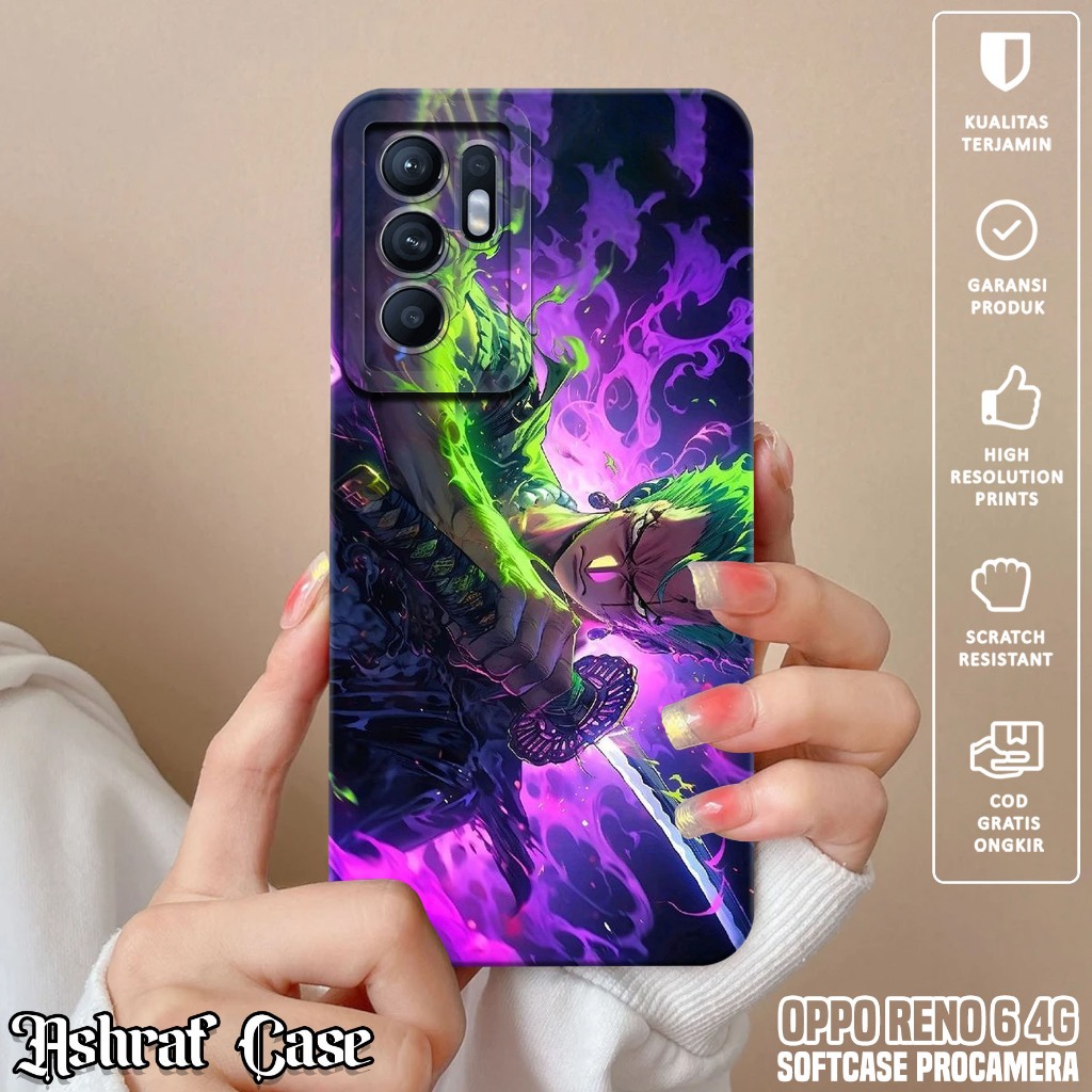 Case Oppo Reno 6 4G - Casing Hp Oppo Reno 6 4G Motif Roronoa Zoro - Silikon Hp Oppo Reno 6 4G - Soft