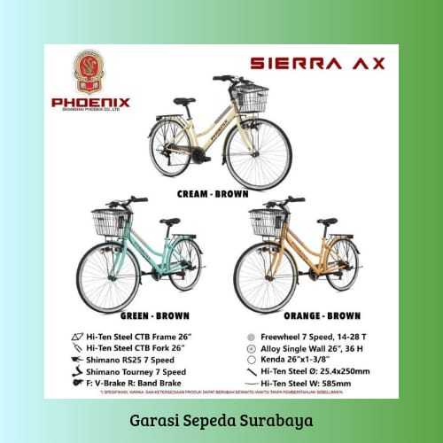 SEPEDA KERANJANG PHOENIX SIERRA AX 26 INCH 7 SPEED DEWASA PEREMPUAN BERKUALITAS