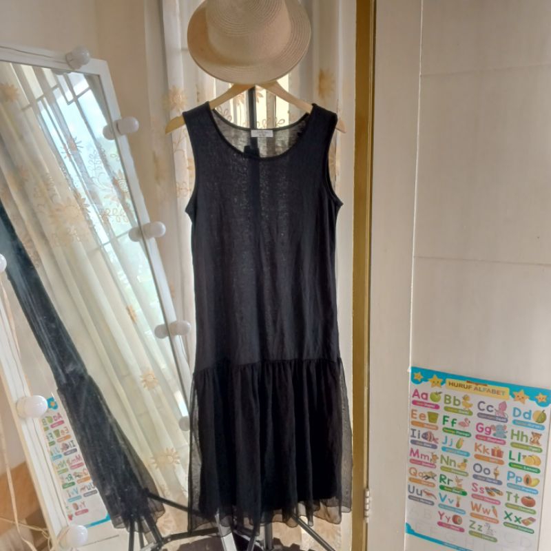 SHINY RIPPLE Black Tulle Dress