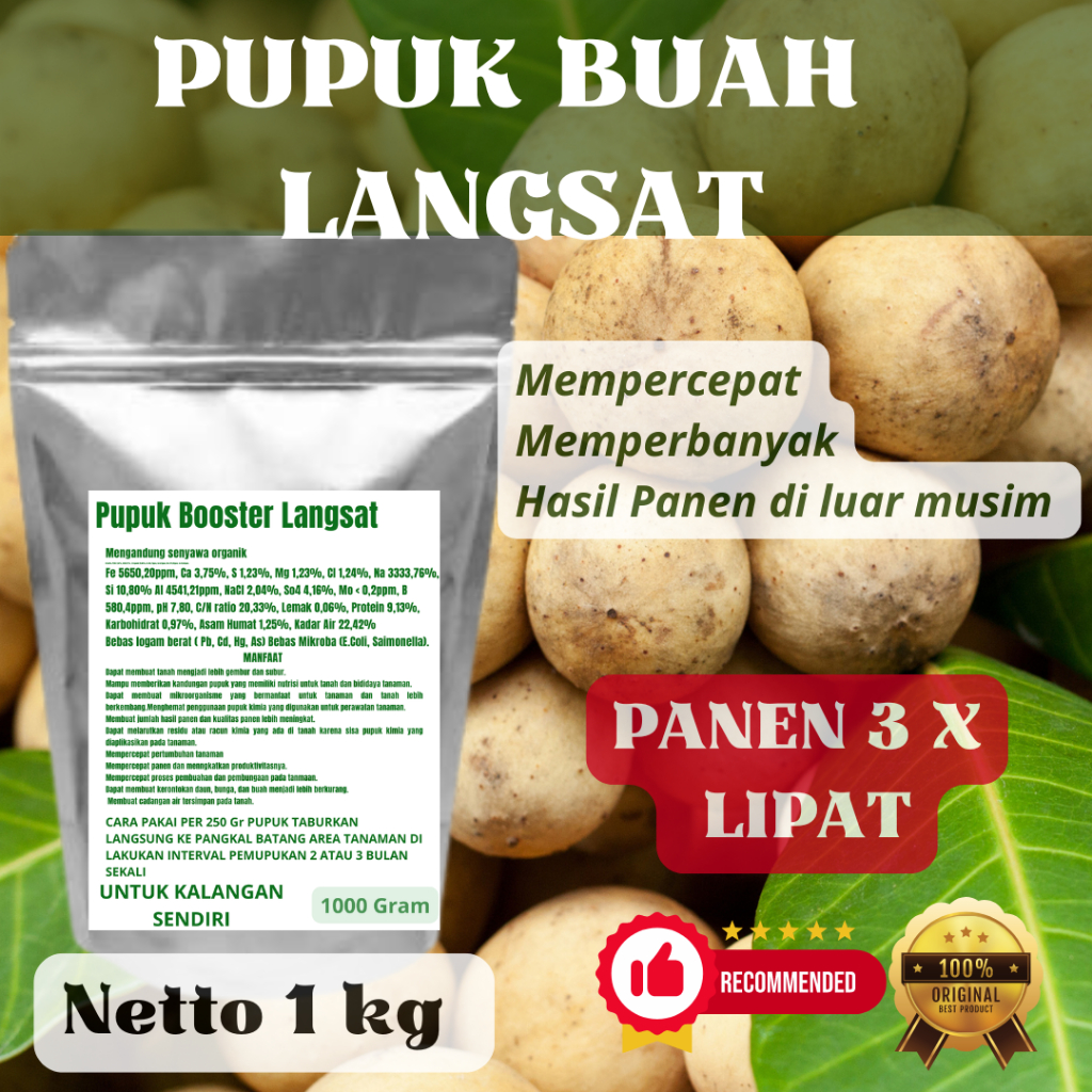 Pupuk Booster Dan Pelebat Buah Dan Anti Rontok/Pupuk Buah Langsat Agar Cepat Berbuah Lebat/Pada Buah