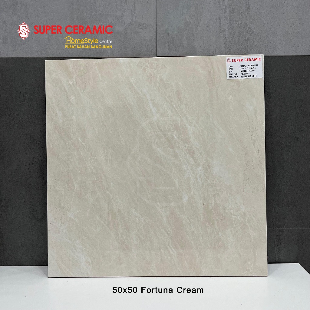 ASIA TILE 50x50 Keramik Lantai Dinding - FORTUNA CREAM