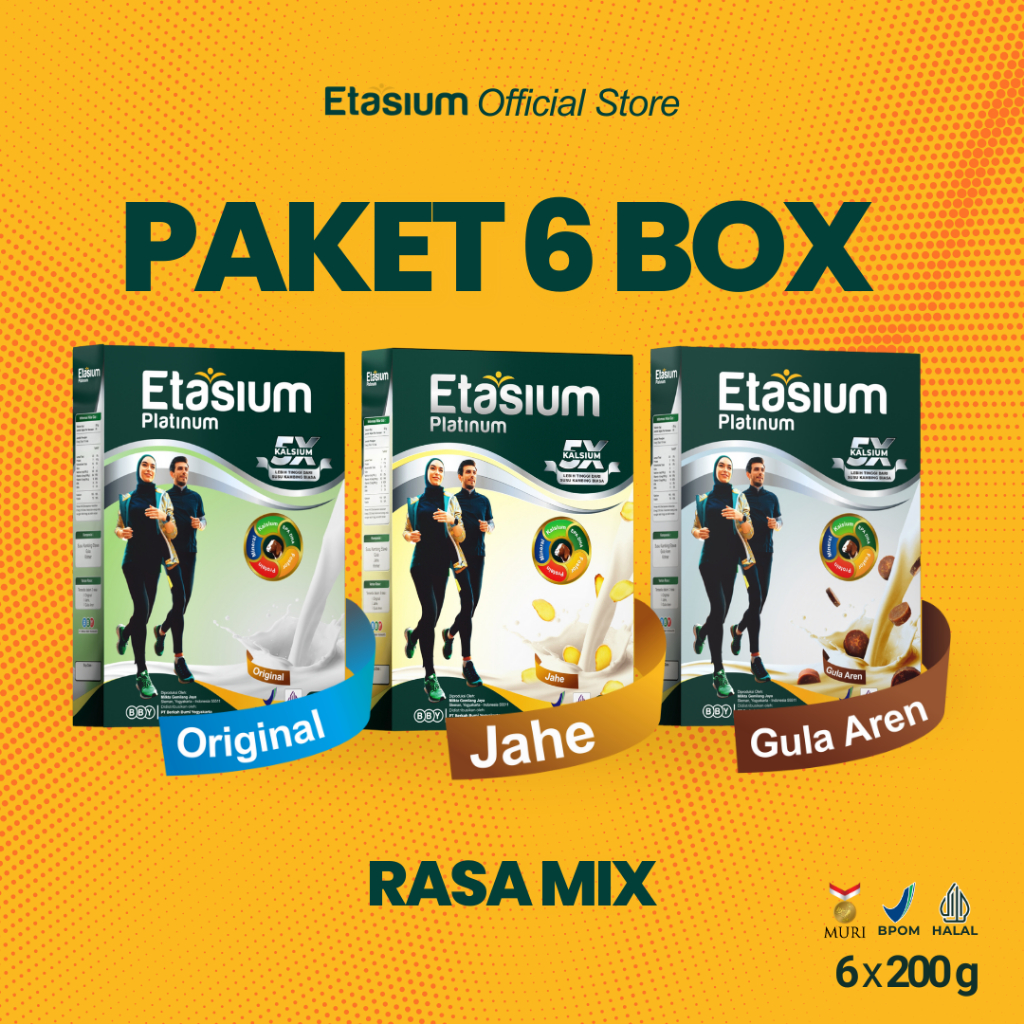 

Etasium Platinum - PAKET 6 BOX - RASA MIX - Susu Kambing Etawa Bubuk 200g
