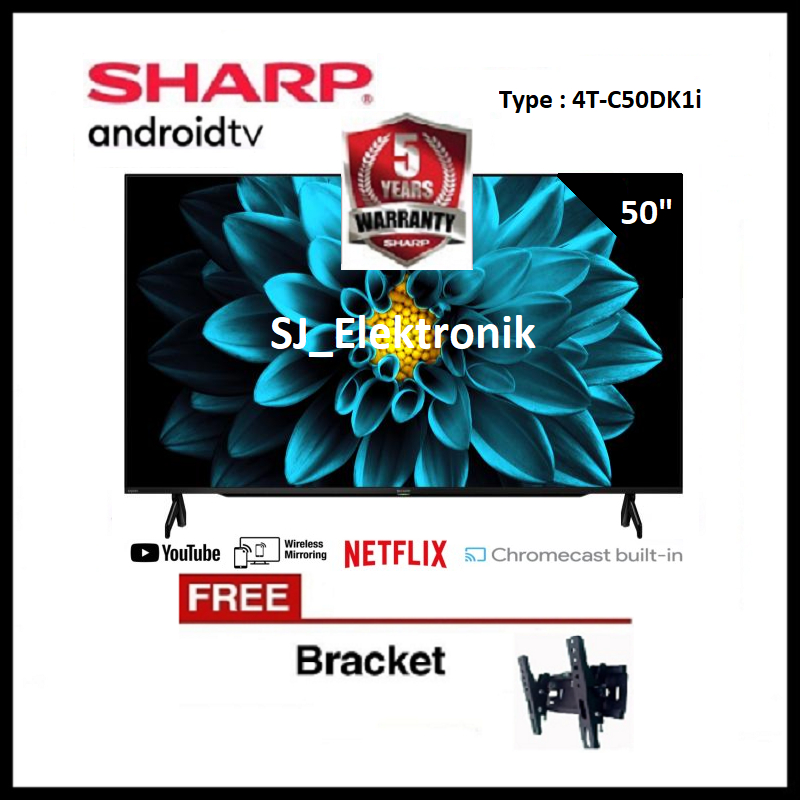 Braket + LED TV Sharp 50 Inch 4T-C50DK1i / 50DK1i AndroidTV 11 UHD 4K
