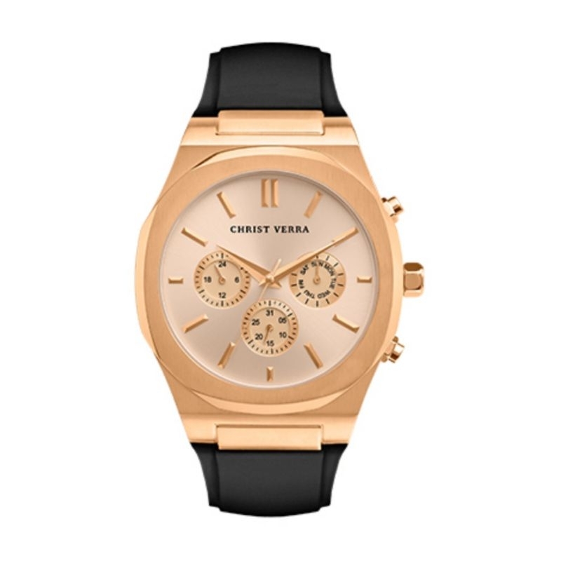 Jam Tangan Pria CHRIST VERRA CV 920145G-35 RG Rubber Strap