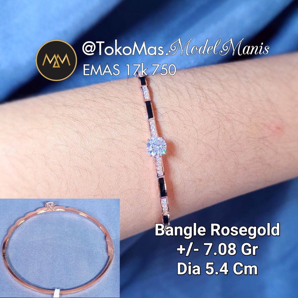 Gelang bangle roxe emas rose gold 750 kadar 17K