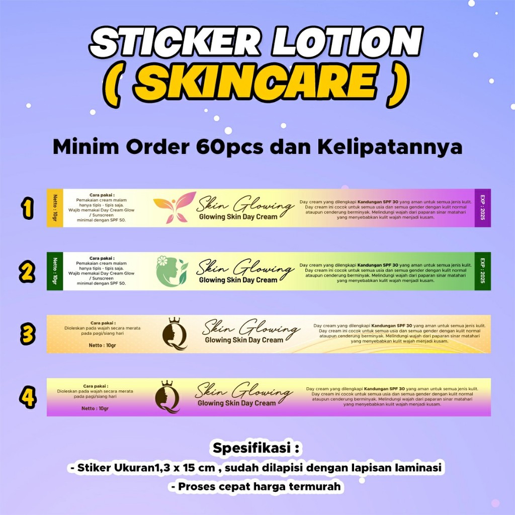 

STIKER SKINCARE LIST POT CREAM / STIKER KEMASAN / LABEL