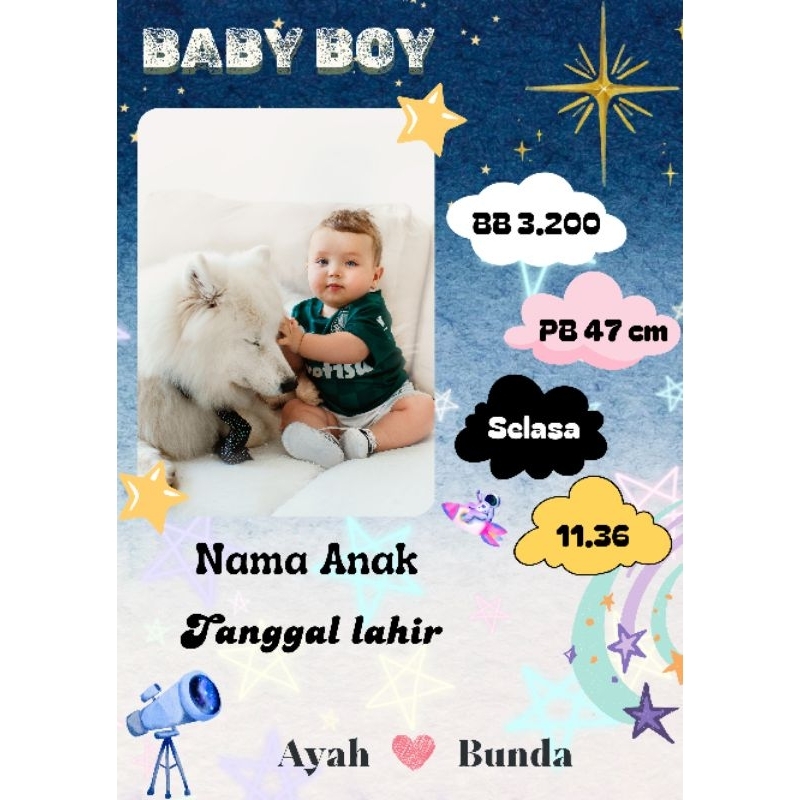 serifikat kelahiran anak biodata anak/pajangan biodata anak/biodata kelahiran anak