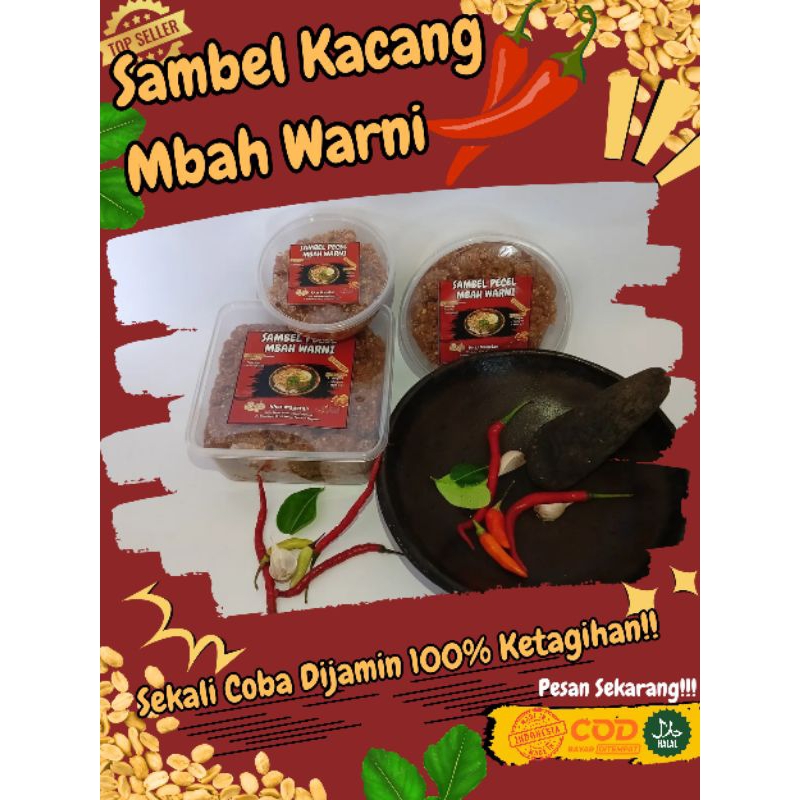 

SAMBEL KACANG MBAH WARNI TERSEDIA DALAM UKURAN 1/4, 1/2 DAN 1 KG GRATIS PACKAGING THINWALL BAHAN BAHAN ALAMI HALAL