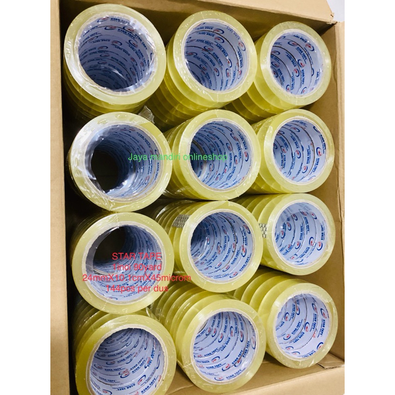 

STAR TAPE LAKBAN BENING 1inci 90yard 24mmX10.1cmX45micron per dus isi 144pcs STARTAPE