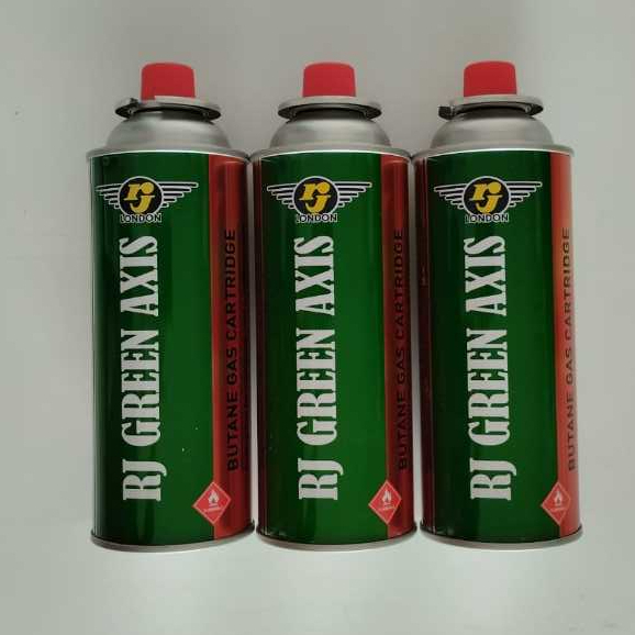 Gas Kaleng Merk RJ London Green Axis Berat Isi 230gram Gas Kaleng Untuk Kompor Portable