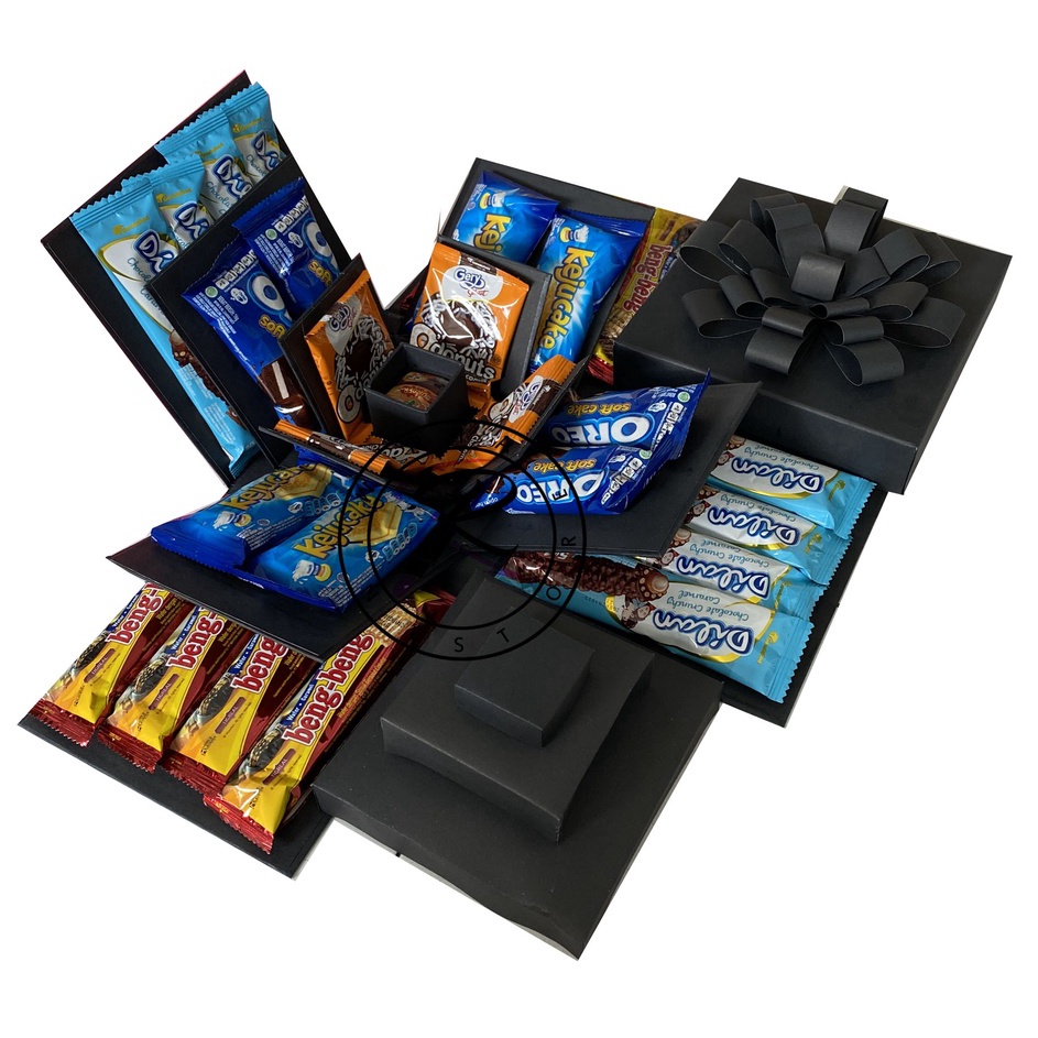 

PROMO SUPER Explosion Box Snack Box Kado Unik Hampers Box Snack Box 3 Layer 1 kotak kecil 17x17cm