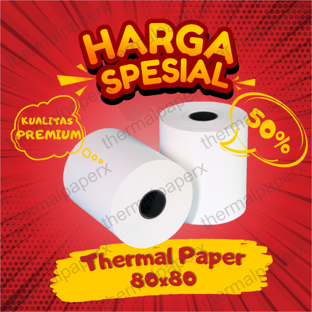 

KERTAS THERMAL STRUK KASIR PAPER ROLL TERMAL 80MM 80X80 THERMAL PRINTER 79 80 x 80 80x80MM CORE