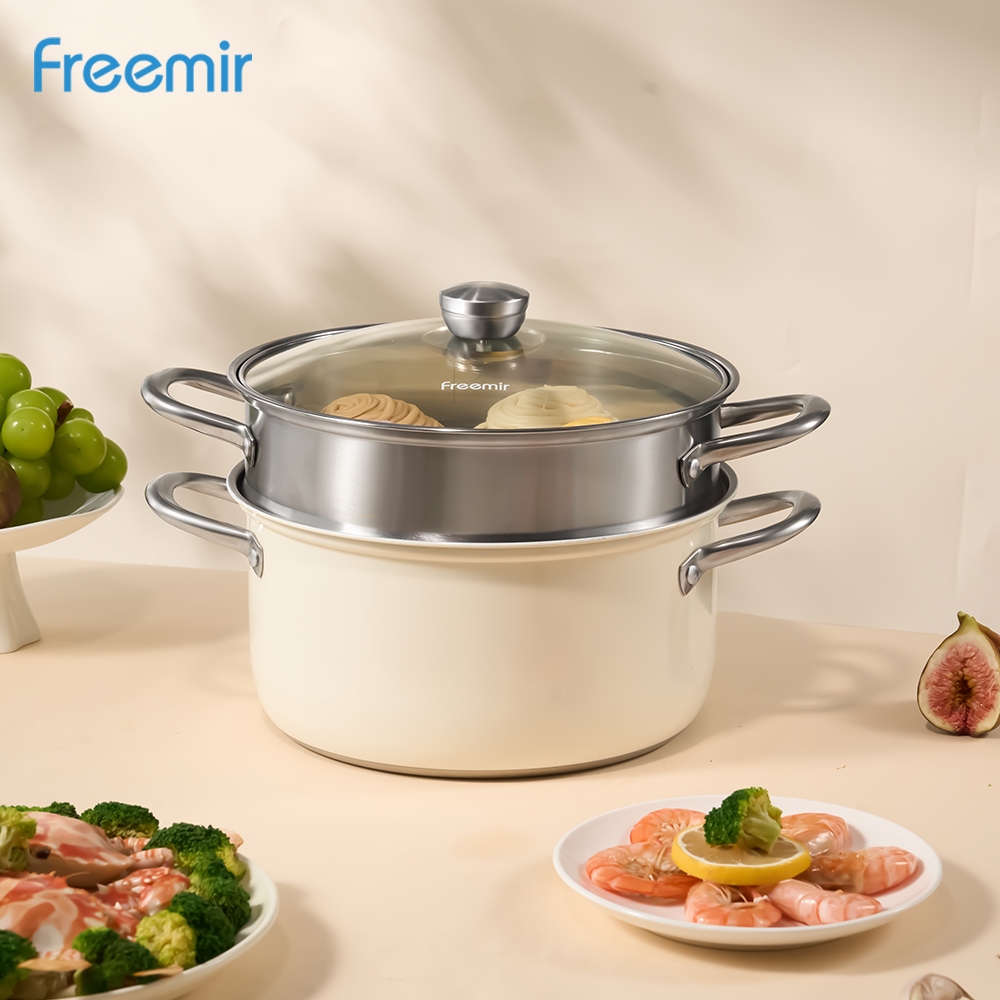 freemir Panci Kukusan 2 Susun 24cm Stainless Steel Dandang Steamer Anti Karat