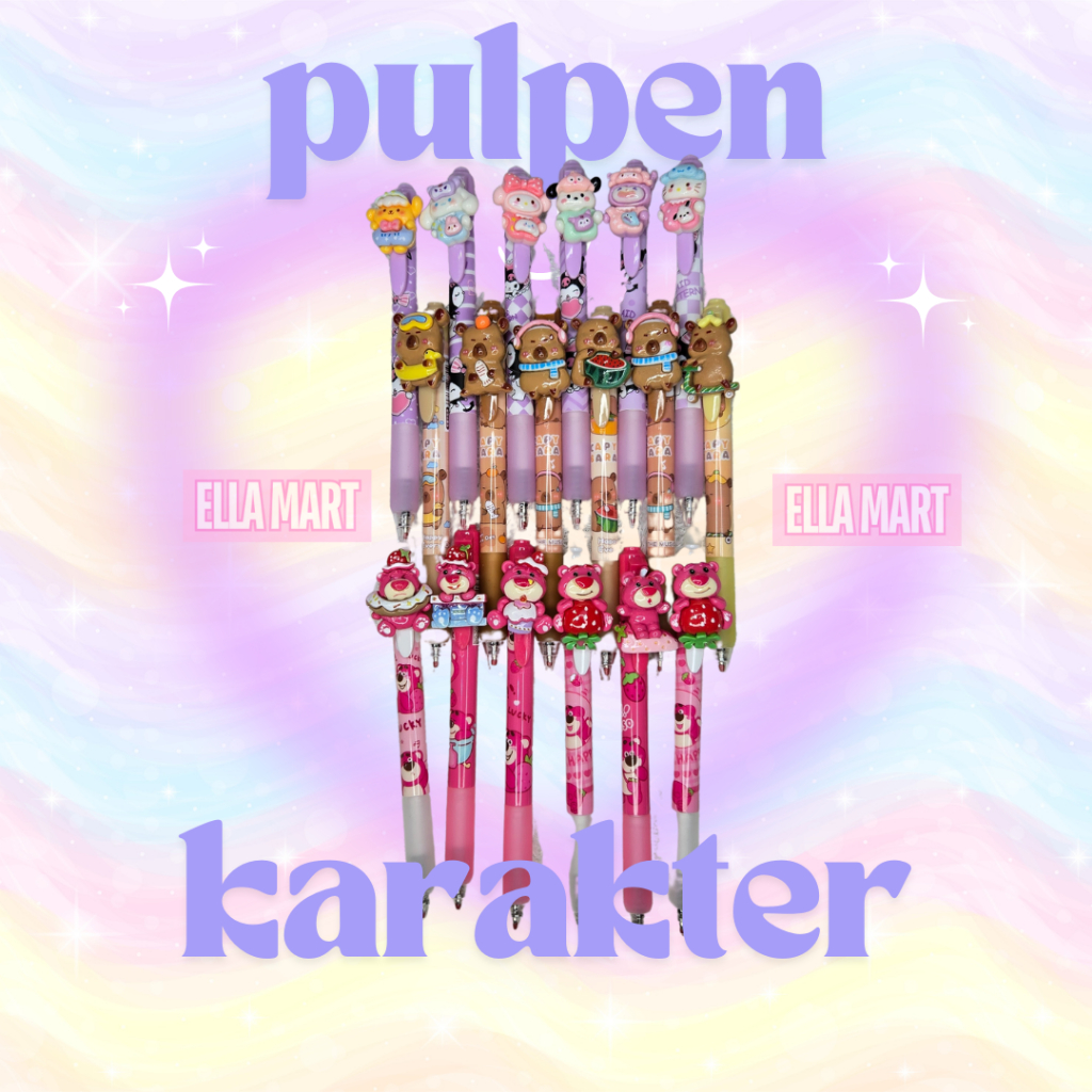 

Ella Mart - Pulpen 0.5mm bisa dihapus Karakter 3D Lucu Capybara, Sanrio, Lotso (Bisa MIX & REQ KARAKTER)
