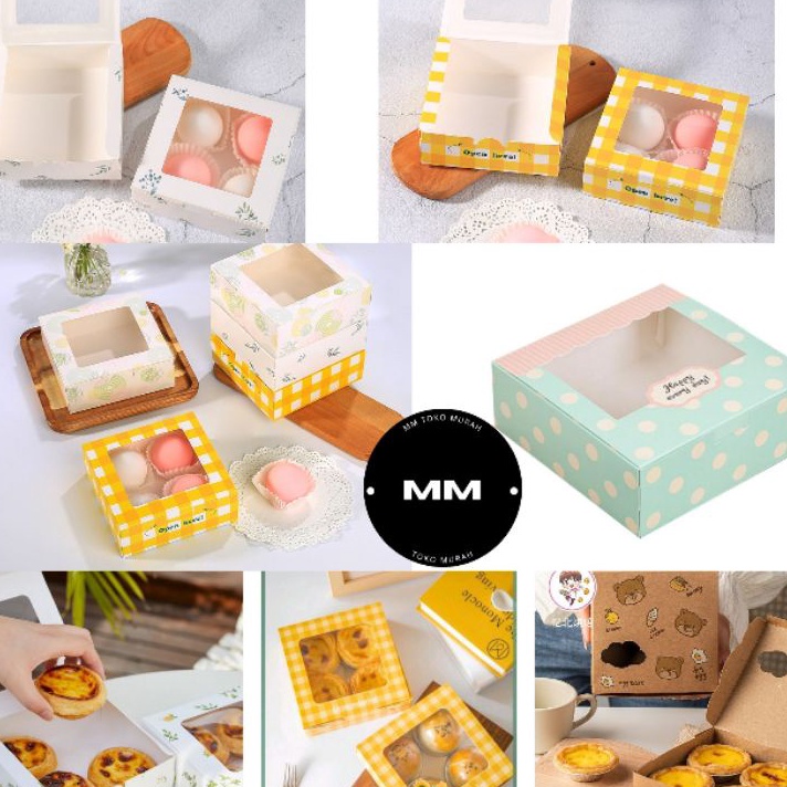 

SPONTAN 1pcs egg tart box kotak kue donut dessert box egg tart box pie soes